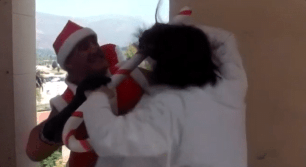 Blake fights with Dr. Blight using a giant candy cane