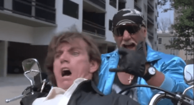 Rip on his motorcycle