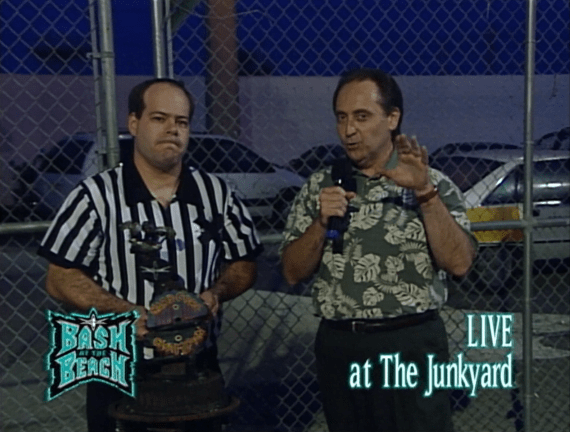 Mike Tenay at the junkyard again - Bash at the Beach 1999