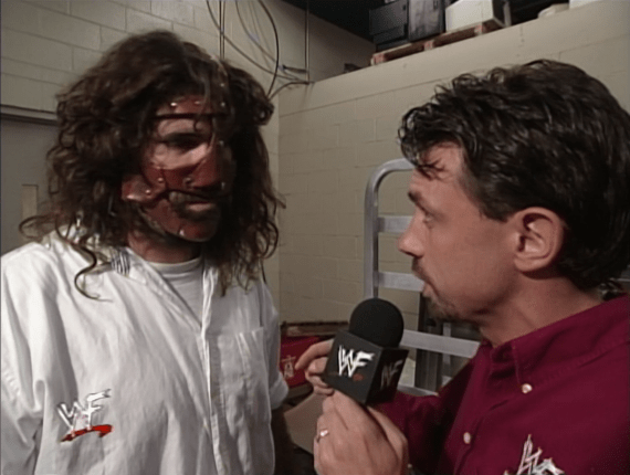Mankind and Michael Cole - Unforgiven 1999