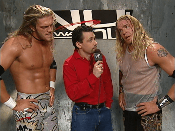 Edge and Christian with Michael Cole - No Way Out 2000