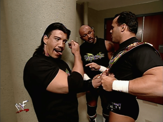 Eddie Guerrero, Dean Malenko, and Perry Saturn backstage - WrestleMania 2000