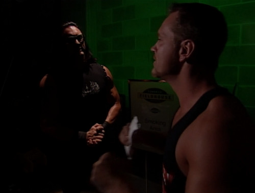 Mike Sanders meets with Brian Adams backstage - WCW Sin