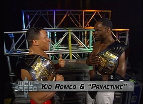 Elix Skipper and Kid Romeo celebrate their win - WCW Greed