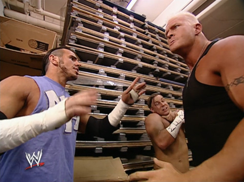 Jon Heidenreich confronts Matt Hardy and Shannon Moore - WWE No Mercy 2003