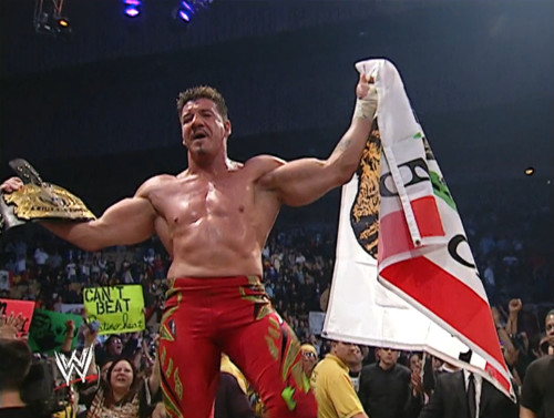 Eddie Guerrero celebrates his win - WWE No Way Out 2004