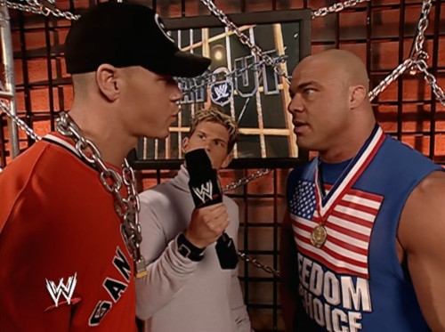 John Cena interrupts Josh Matthews' interview with Kurt Angle - WWE No Way Out 2004